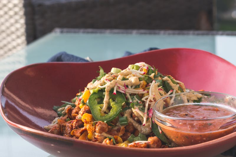 Spicy Cabana Chicken Bowl with chipotle sauce